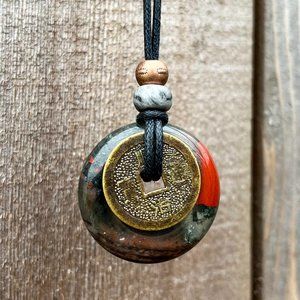 Artisan Red and Gold Pendant Necklace